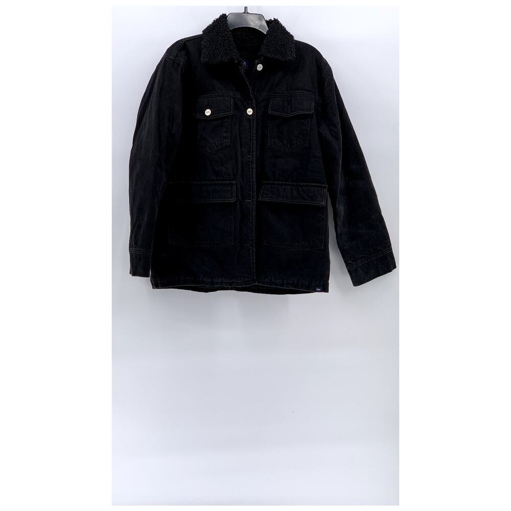 WOOD WOOD Men's Black Denim Button-Up Sherpa Lined Four Pocket Jacket SZ 40